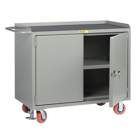 Little Giant Mobile Bench Cabinets, 36"W, Center Shelf, Non-Slip Vinyl Matting MM3-2D-2436-FL